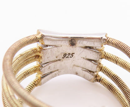 925 Sterling Silver Vintage Ring Gold Plated Roped CZ Design  Sz 9  RG33161