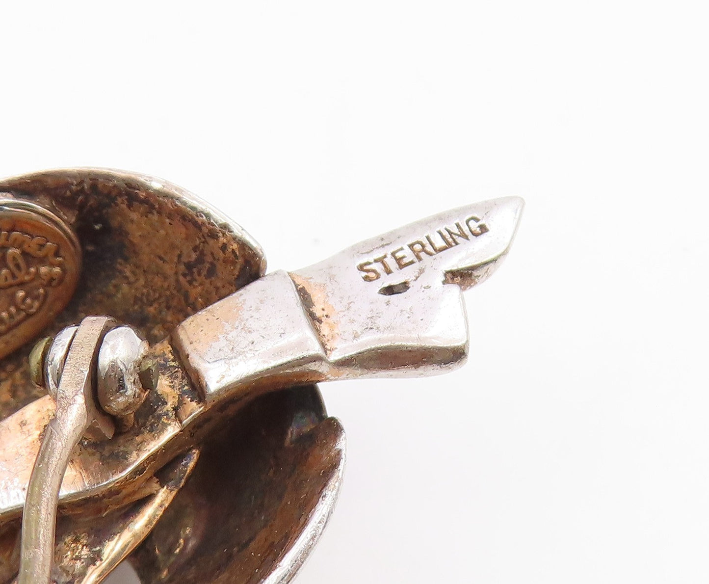 925 Sterling Silver Vintage Brooch Pin Modernist Solid Textured Swirl  BP12665