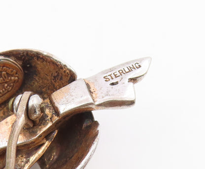 925 Sterling Silver Vintage Brooch Pin Modernist Solid Textured Swirl  BP12665
