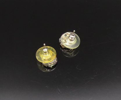 925 Silver  Vintage Peridot & Multi Gemstones Flower Stud Earrings  EG12117