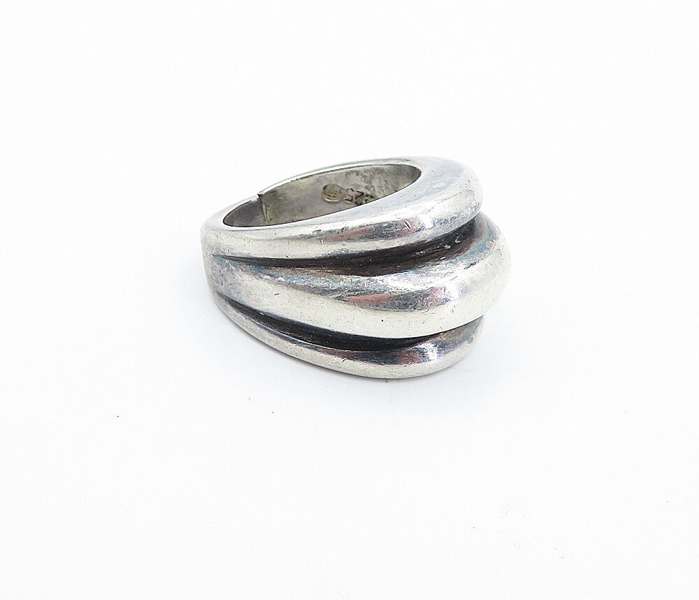 FRANCIS STEBBINGS 925 Silver  Vintage Shiny Fluted Dome Band Ring Sz 7  RG4318