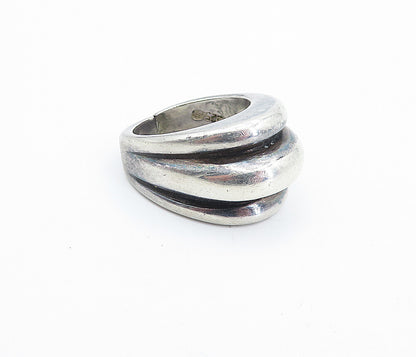 FRANCIS STEBBINGS 925 Silver  Vintage Shiny Fluted Dome Band Ring Sz 7  RG4318