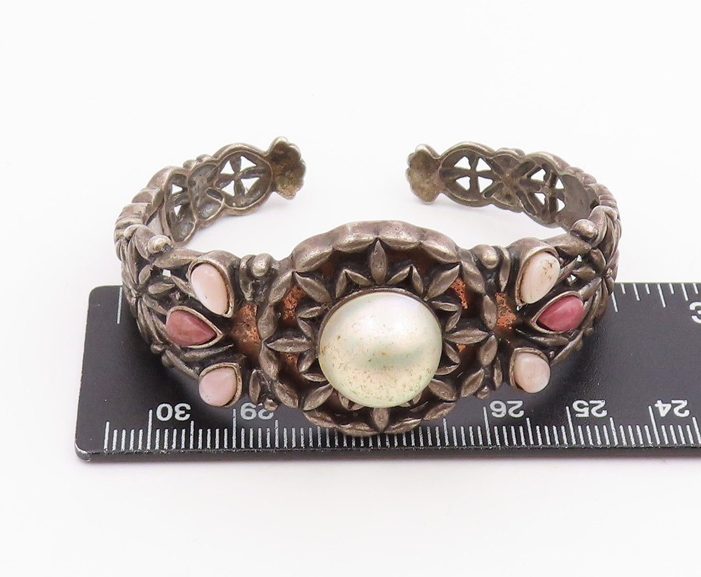 925 Sterling Silver Vintage Bracelet CAROLYN POLLACK Multi Gemstone Cuff BT11968