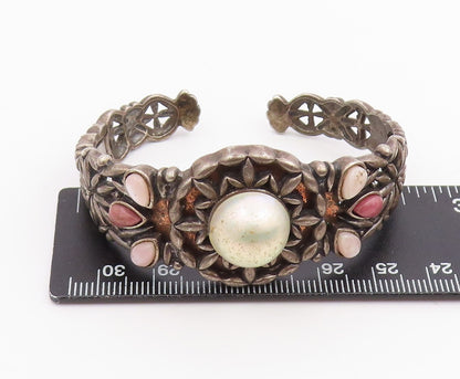 925 Sterling Silver Vintage Bracelet CAROLYN POLLACK Multi Gemstone Cuff BT11968