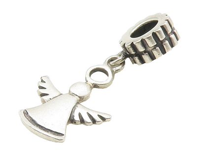 925 Sterling Silver  Vintage Petite Smooth Angel Motif Drop Pendant  PT12004