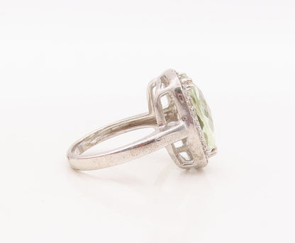 925 Sterling Silver Vintage Ring Rectangle 2 Tone Topaz  Sz 6.5  RG29345