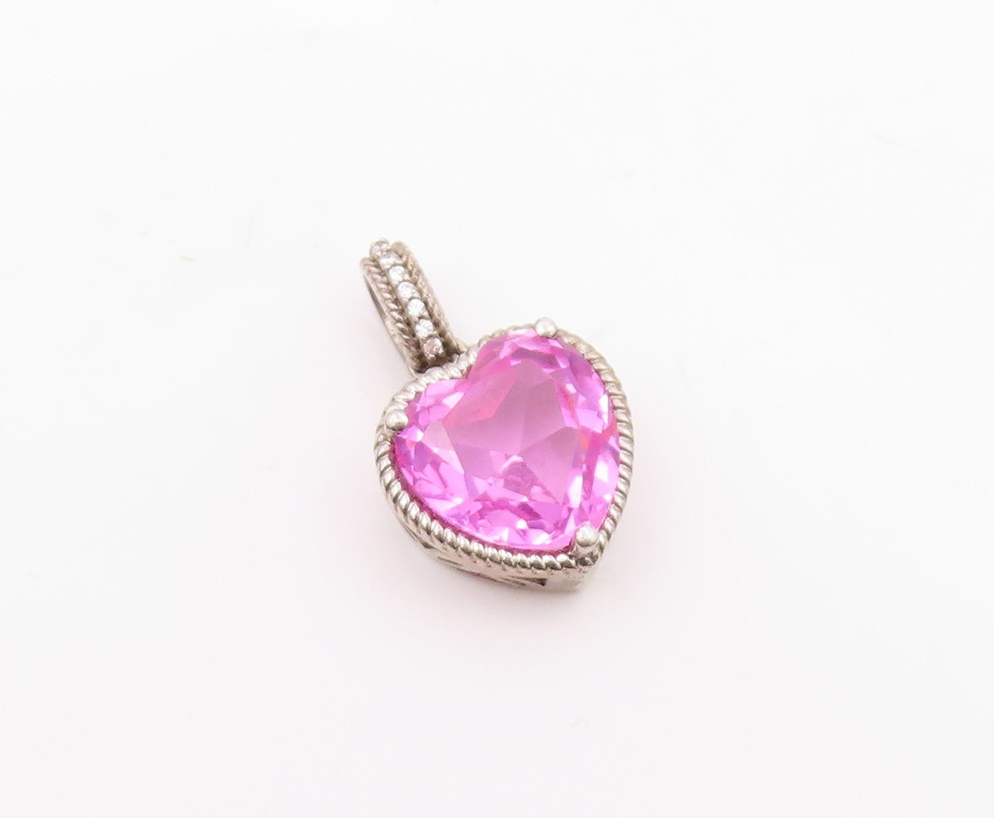 925 Silver  Vintage Ribbed Edge Tourmaline & Topaz Love Heart Pendant  PT20936
