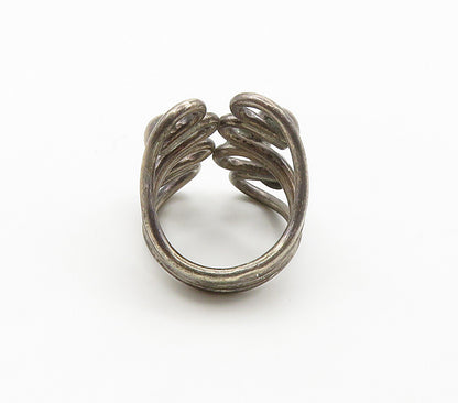 925 Sterling Silver  Vintage Open Floral Design Band Ring Sz 6  RG16037