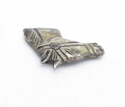 925 Sterling Silver  Vintage Dark Tone Etched Horse's Head Brooch Pin  BP1877
