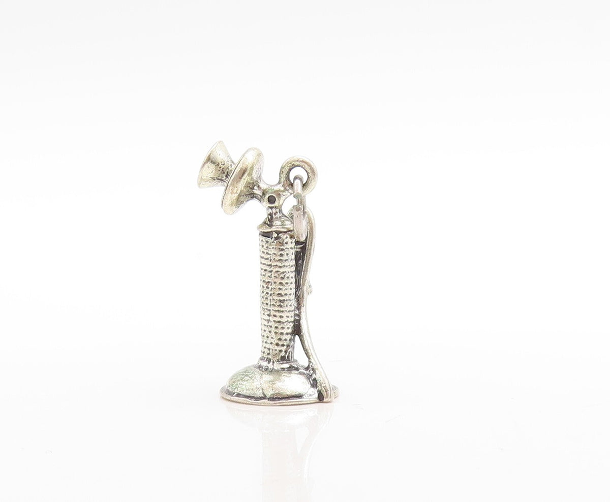 925 Sterling Silver Vintage Pendant DANECRAFT 3D Old Telephone Charm  PT23692