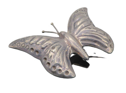 925 Sterling Silver  Vintage Dark Tone Hollow Butterfly Brooch Pin  BP2952