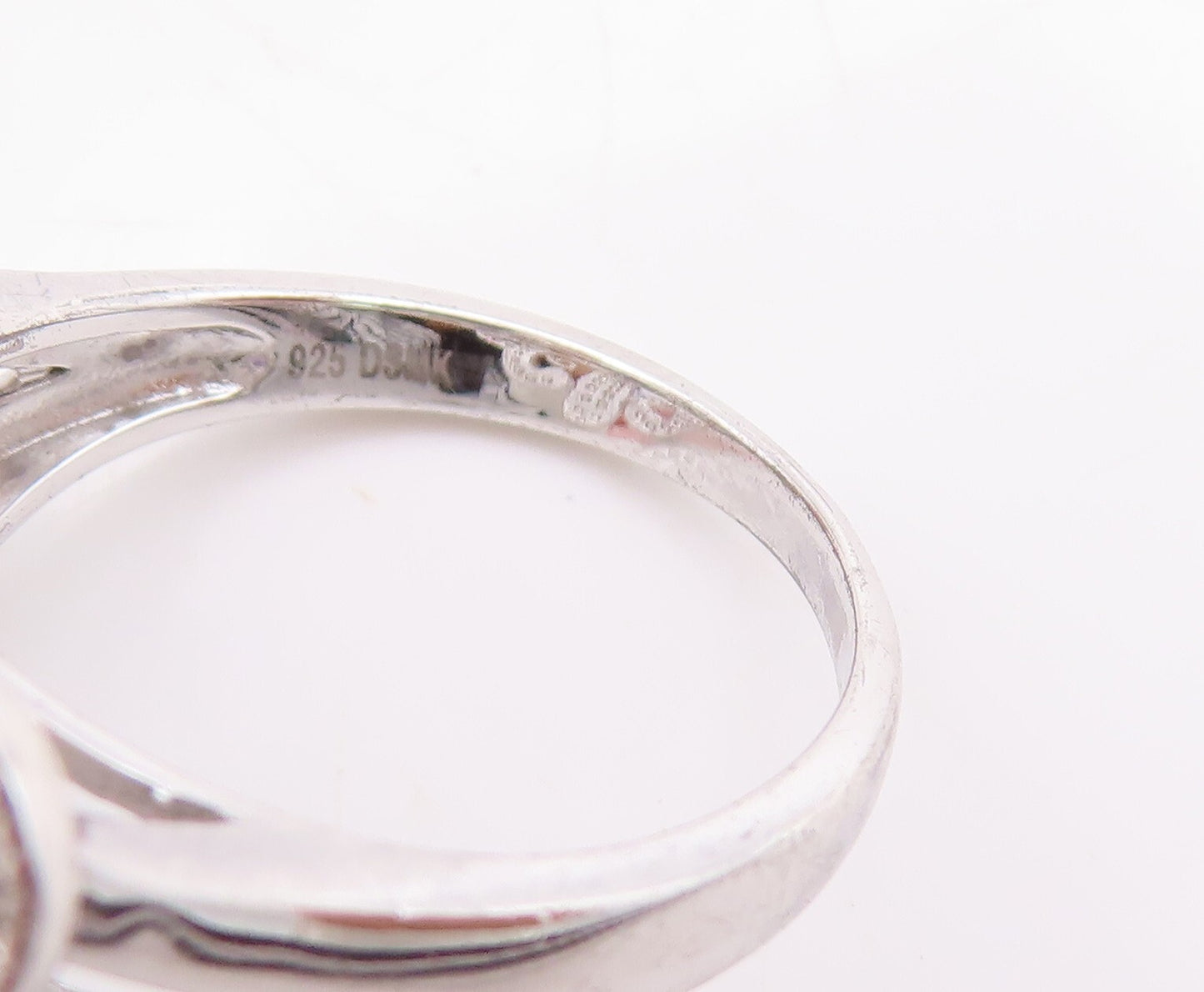 925 Sterling Silver Vintage Ring CZ & Sapphire Cutout Flower  Sz 7  RG29843