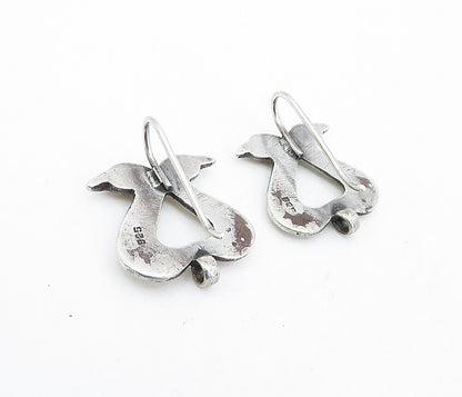 925 Sterling Silver Vintage Shiny Double Swan's Head Drop Earrings EG2403
