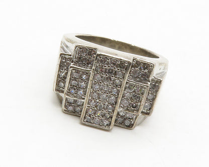 925 Sterling Silver  Vintage Cubic Zirconia Cocktail Ring Sz 11.5  RG13834