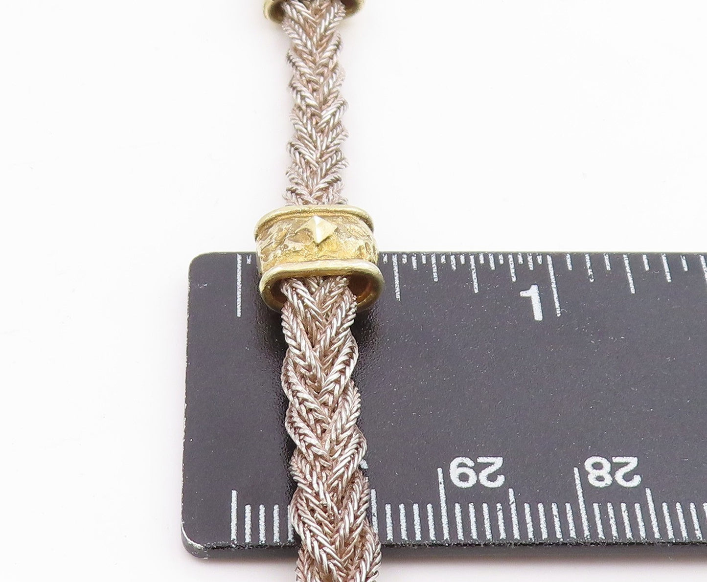 925 Sterling Silver Vintage Necklace ANTIOCH Two Tone Braided Rope Tassel NE4876