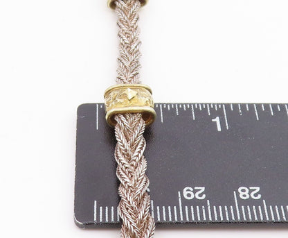 925 Sterling Silver Vintage Necklace ANTIOCH Two Tone Braided Rope Tassel NE4876