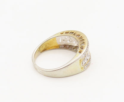 925 Sterling Silver  Vintage Love Heart Cutout Diamond Band Ring Sz 7  RG26937