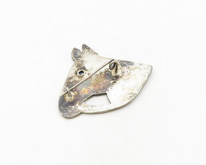 925 Sterling Silver  Vintage Sapphire Eye Horse's Head Brooch Pin  BP7554