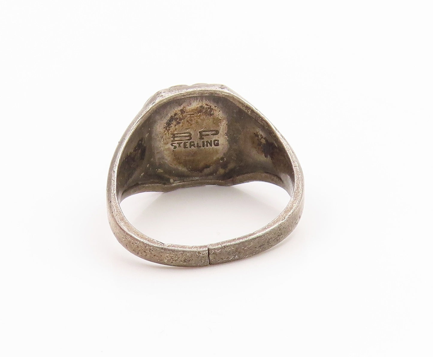 925 Sterling Silver Vintage Ring Antique Enamel 1958 LCCS Shield Sz 8.5 RG35507