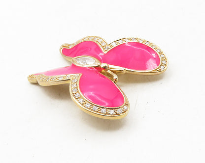 UTC 925 Sterling Silver  Cubic Zirconia Enamel Butterfly Brooch Pin  BP4081
