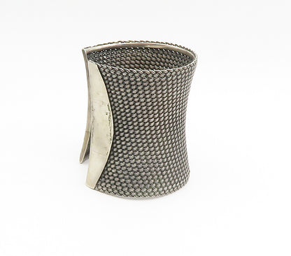 925 Sterling Silver  Vintage Dark Tone Weaved Style Cuff Bracelet  BT5858