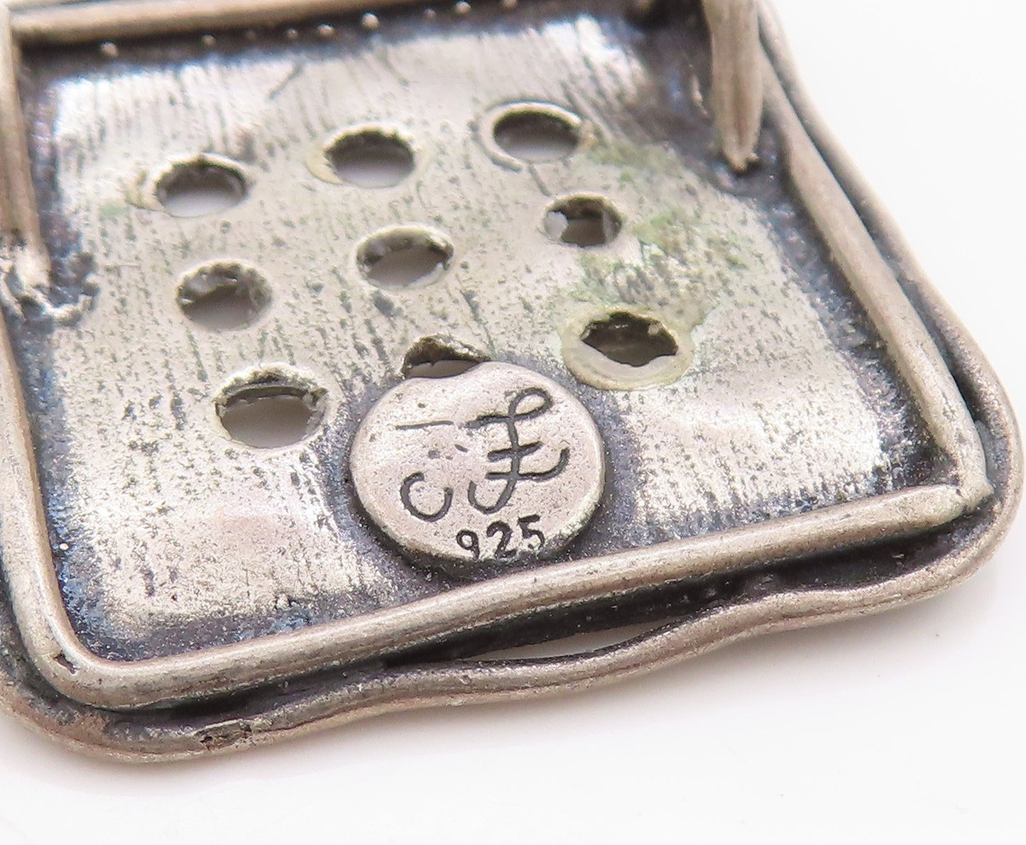 925 Sterling Silver Vintage Pendant Etched Geometric Cut Out Design  PT24822