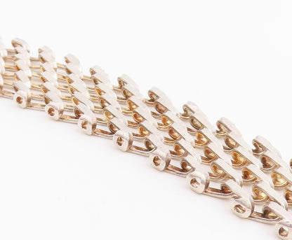 925 Sterling Silver Vintage Bracelet Flexible Geometric Lattice Grid  BT12206