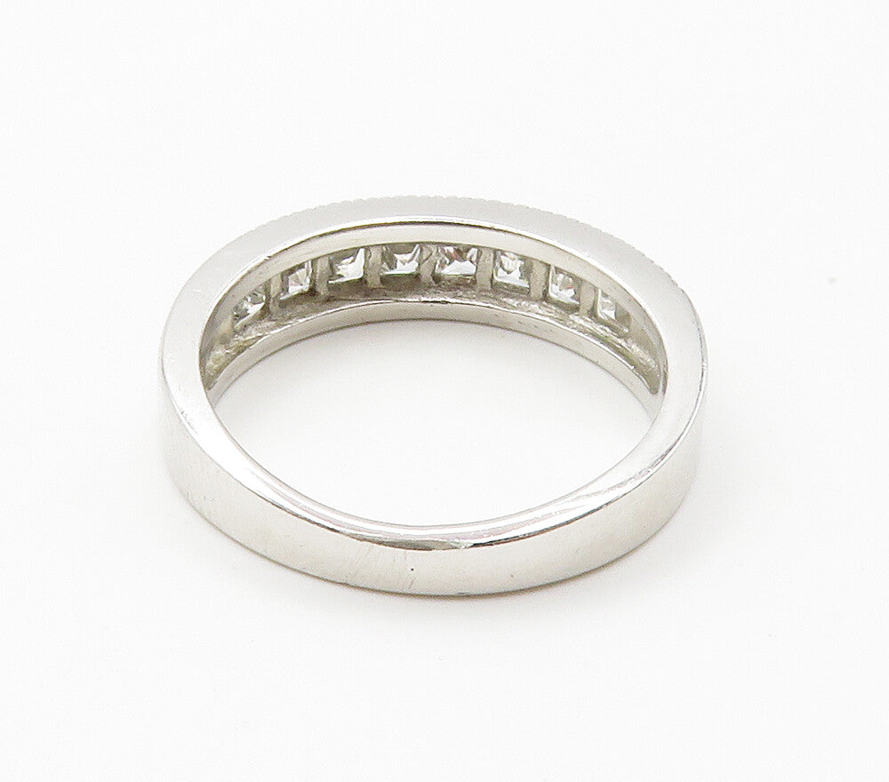 925 Sterling Silver  Sparkling Cubic Zirconia Smooth Band Ring Sz 7.5  RG15390