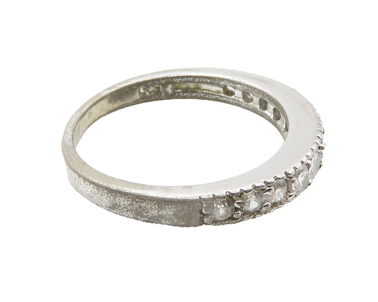 925 Sterling Silver  Sparkling Cubic Zirconia Round Band Ring Sz 7  RG14302