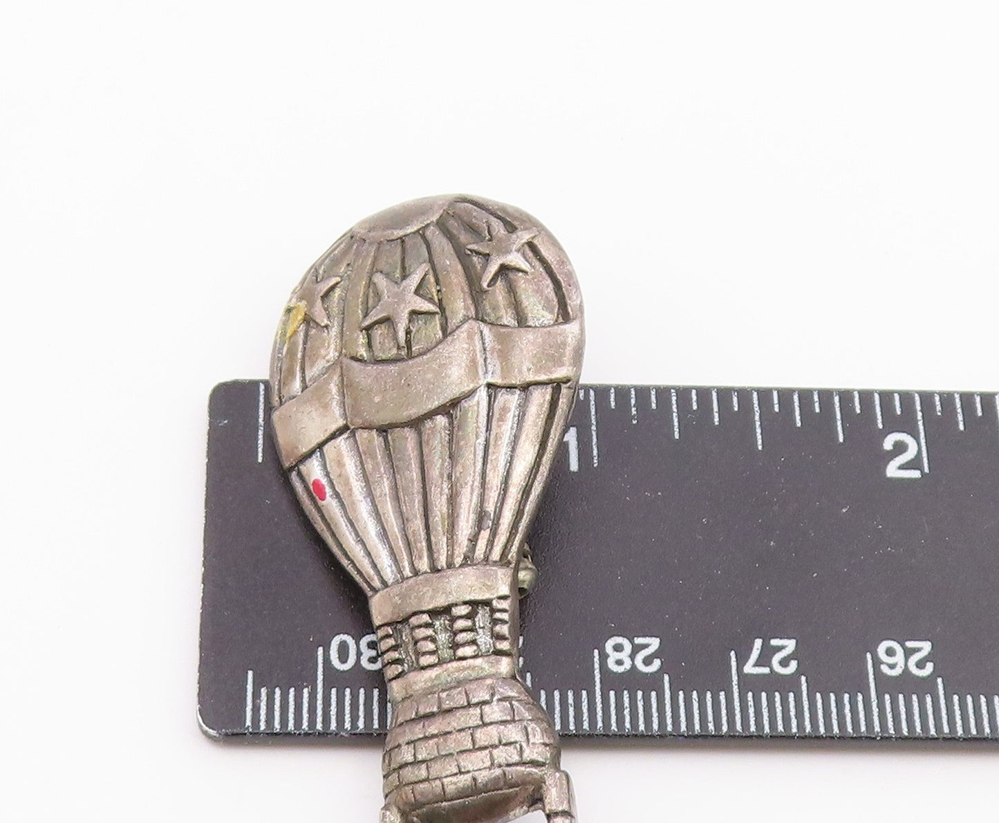 925 Sterling Silver  Vintage Star Ribbed Hot Air Balloon Brooch Pin  BP9486