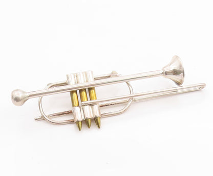 925 Sterling Silver Vintage Brooch MEXICO Mellophone Musical Horn  BP11759