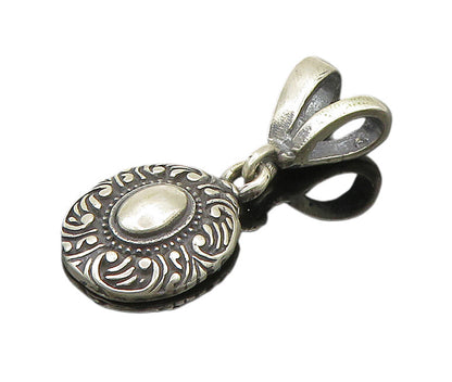 925 Sterling Silver  Vintage Swirl Border Oval Drop Pendant  PT16516
