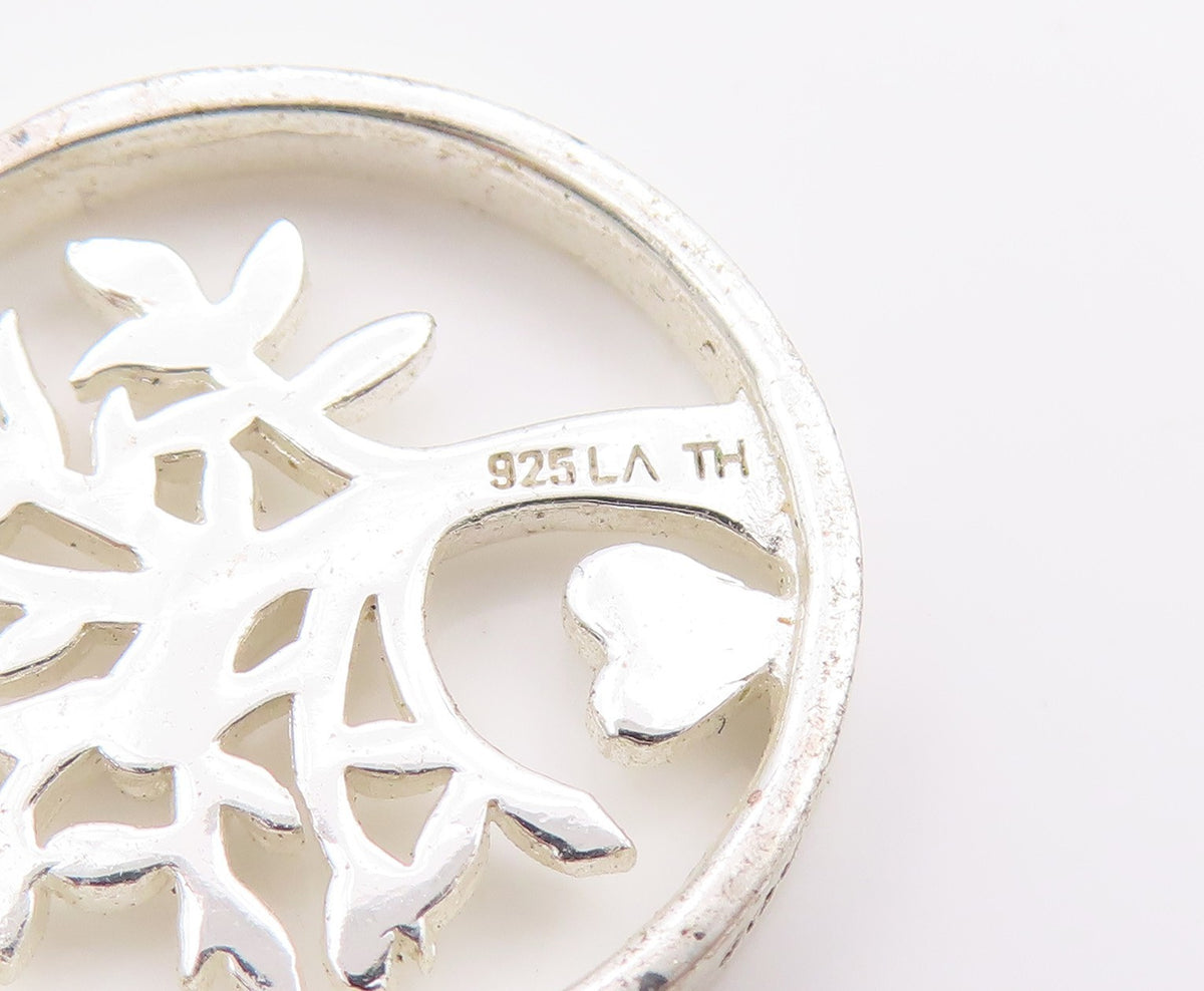 925 Sterling Silver Vintage Pendant Modernist Cutout Tree Of Life Charm  PT24627