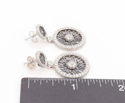 925 Sterling Silver Vintage Earrings CZ Intricate Open Circular Wheels  EG14021