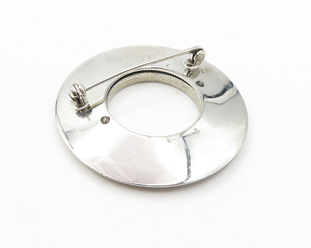 925 Sterling Silver  Vintage Cubic Zirconia Open Circle Brooch Pin  BP4150