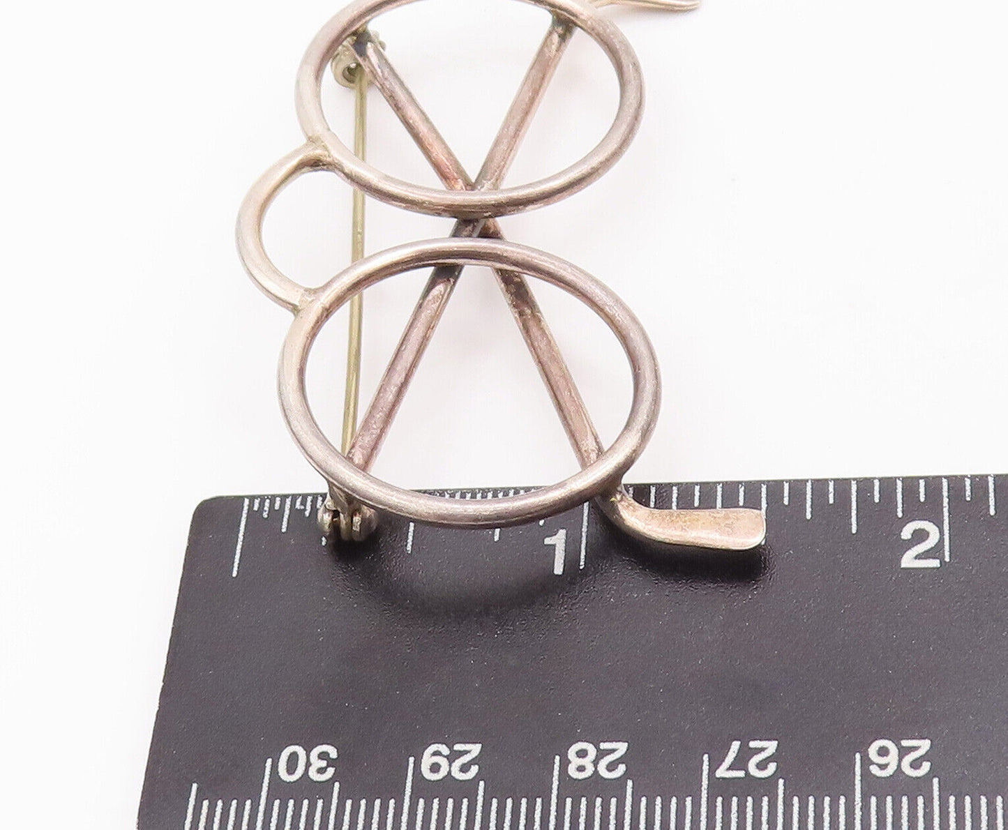 925 Sterling Silver Vintage Brooch Pin Solid Cutout Spectacles Frame  BP10944