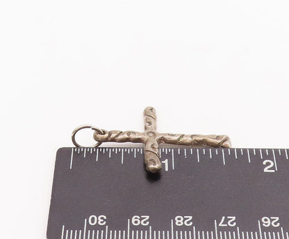 925 Sterling Silver Vintage Pendant Swirly Grooved Religious Cross  PT23332