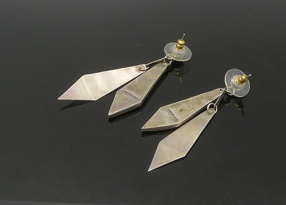 NAVAJO 925 Silver  Vintage Turquoise & Mother Of Pearl Dangle Earrings EG11083