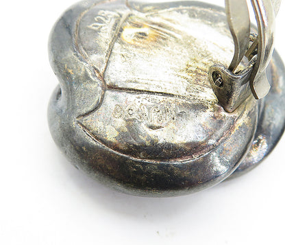 ISRAEL 925 Sterling Silver  Vintage Oxidized Swirl Non Pierce Earrings  EG2248