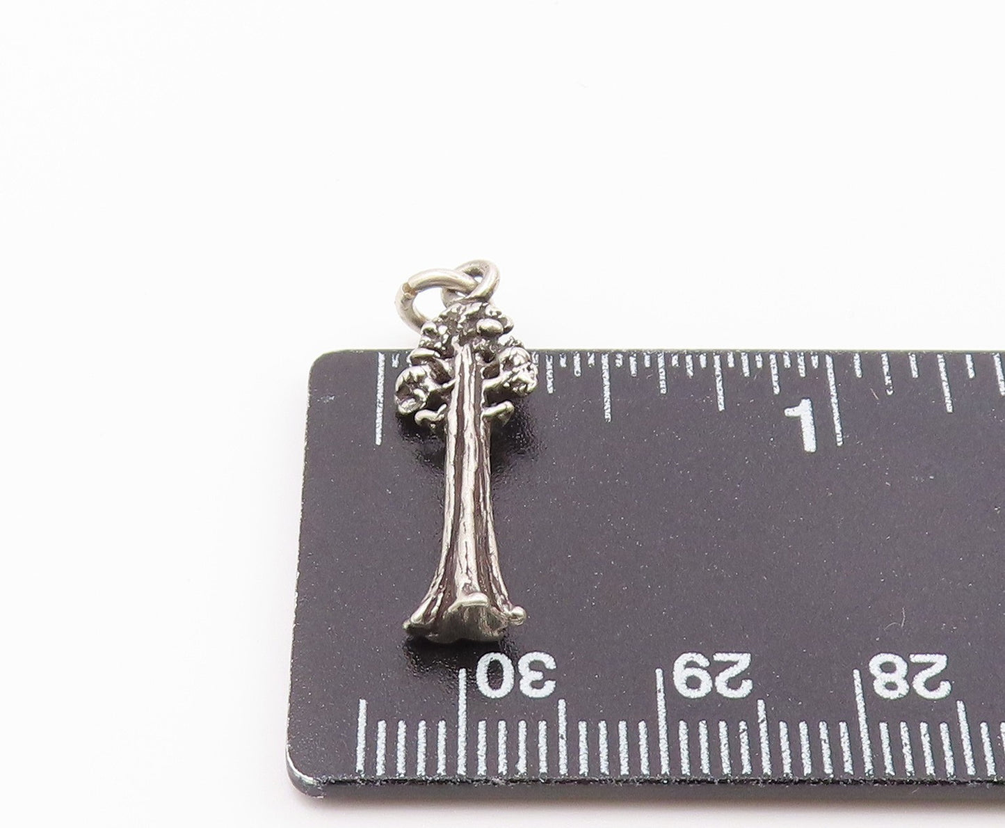 925 Sterling Silver  Vintage Petite Tall Tree Shiny Drop Pendant  PT18031