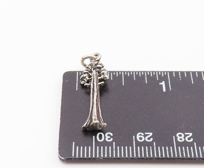 925 Sterling Silver  Vintage Petite Tall Tree Shiny Drop Pendant  PT18031