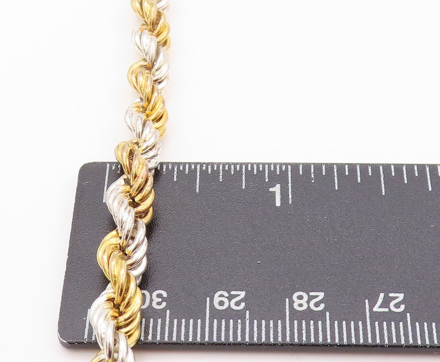 925 Sterling Silver Vintage Necklace Gold Plated Interwind Twisted Rope  NE4548
