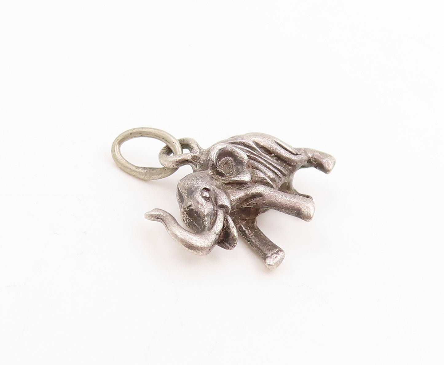 925 Sterling Silver Vintage Pendant Carved Good Luck Elephant Charm  PT25392
