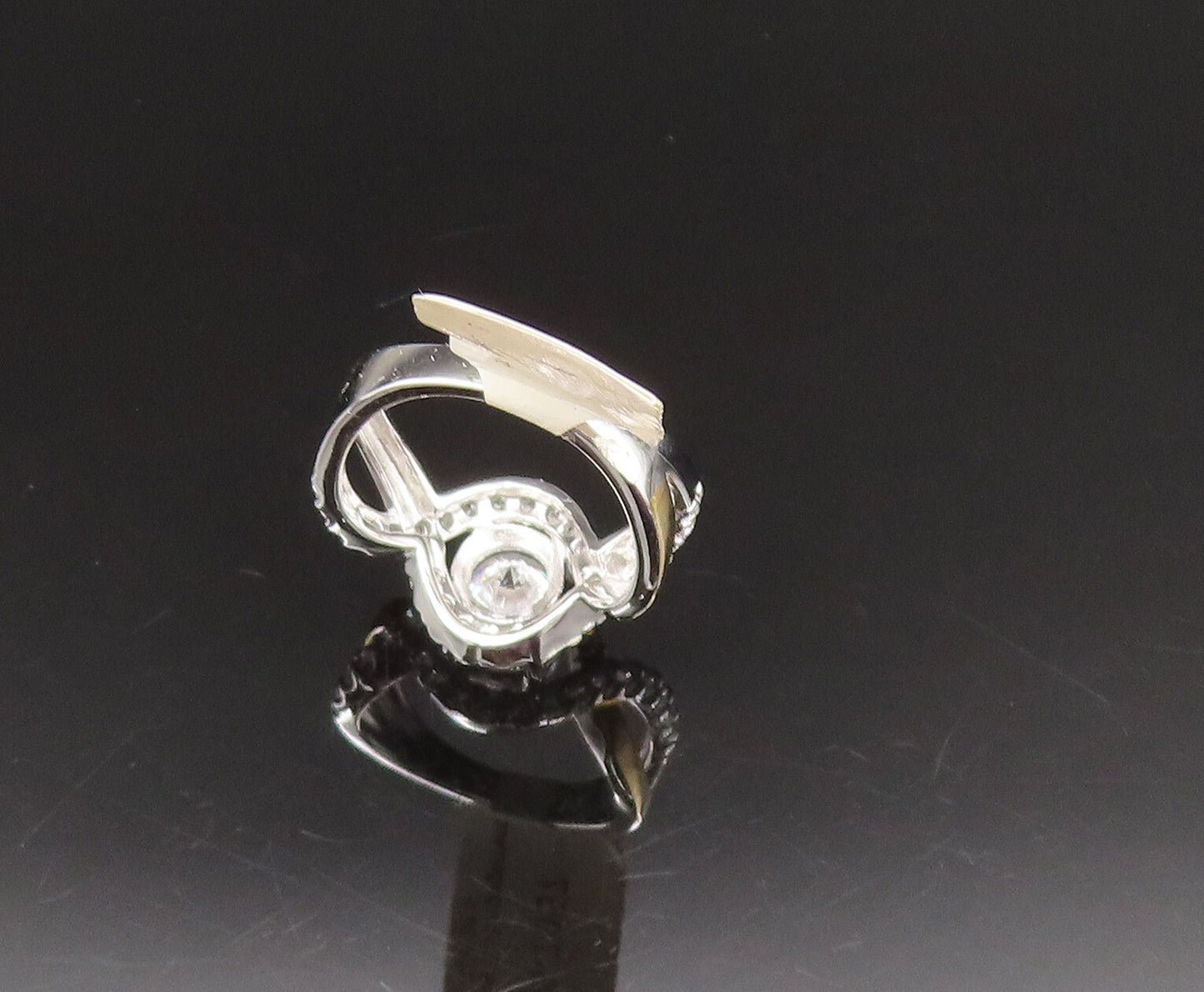 925 Silver  Vintage Two Tone Cubic Zirconia Infinity Knot Ring Sz 6.5  RG25635