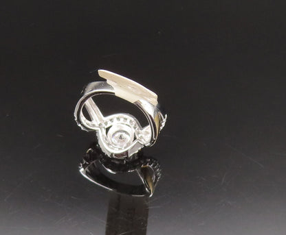 925 Silver  Vintage Two Tone Cubic Zirconia Infinity Knot Ring Sz 6.5  RG25635