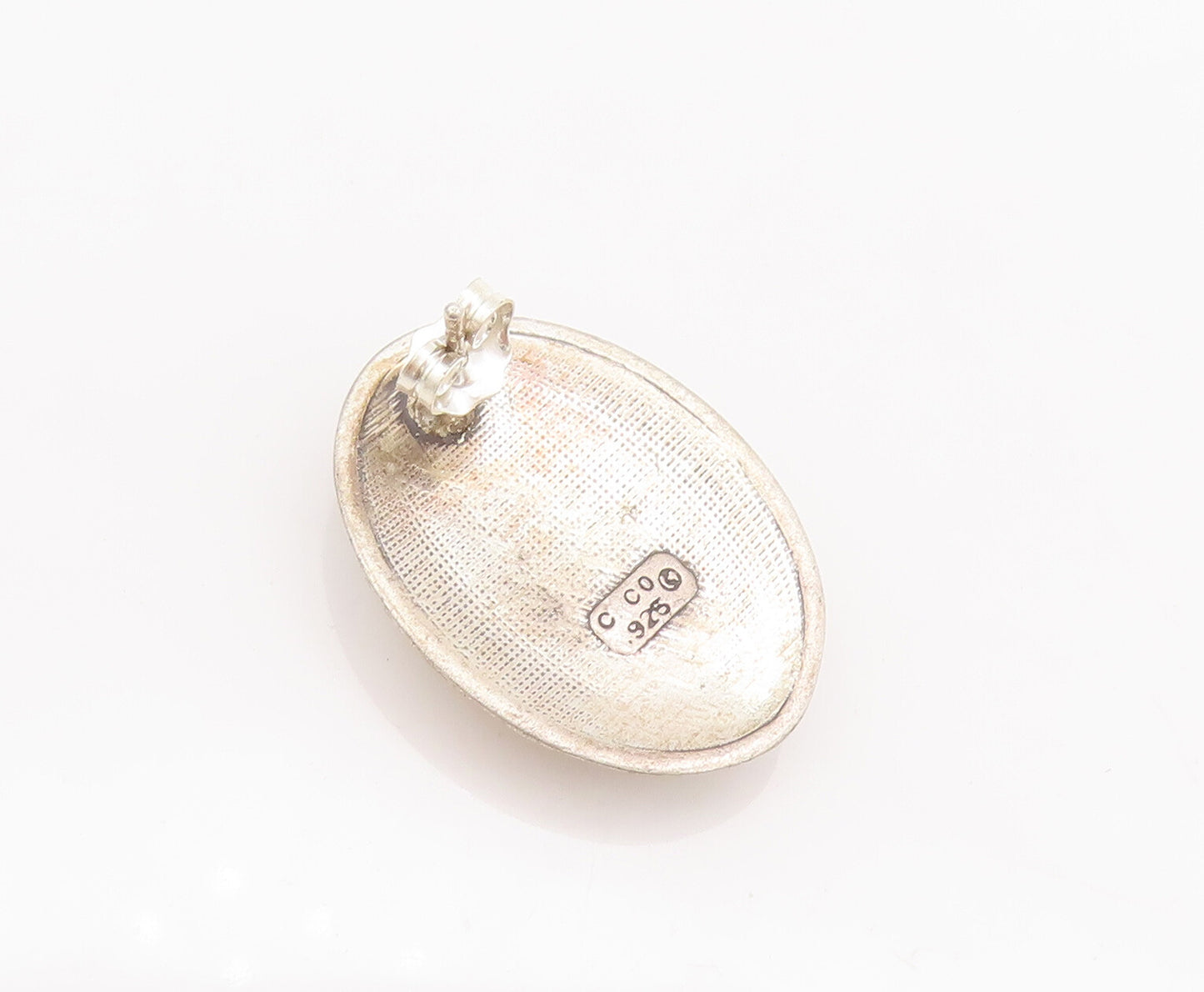 925 Sterling Silver Vintage Earrings Cabochon Yellow Agate EG12890