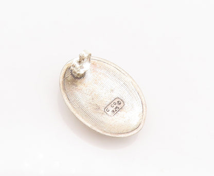 925 Sterling Silver Vintage Earrings Cabochon Yellow Agate EG12890