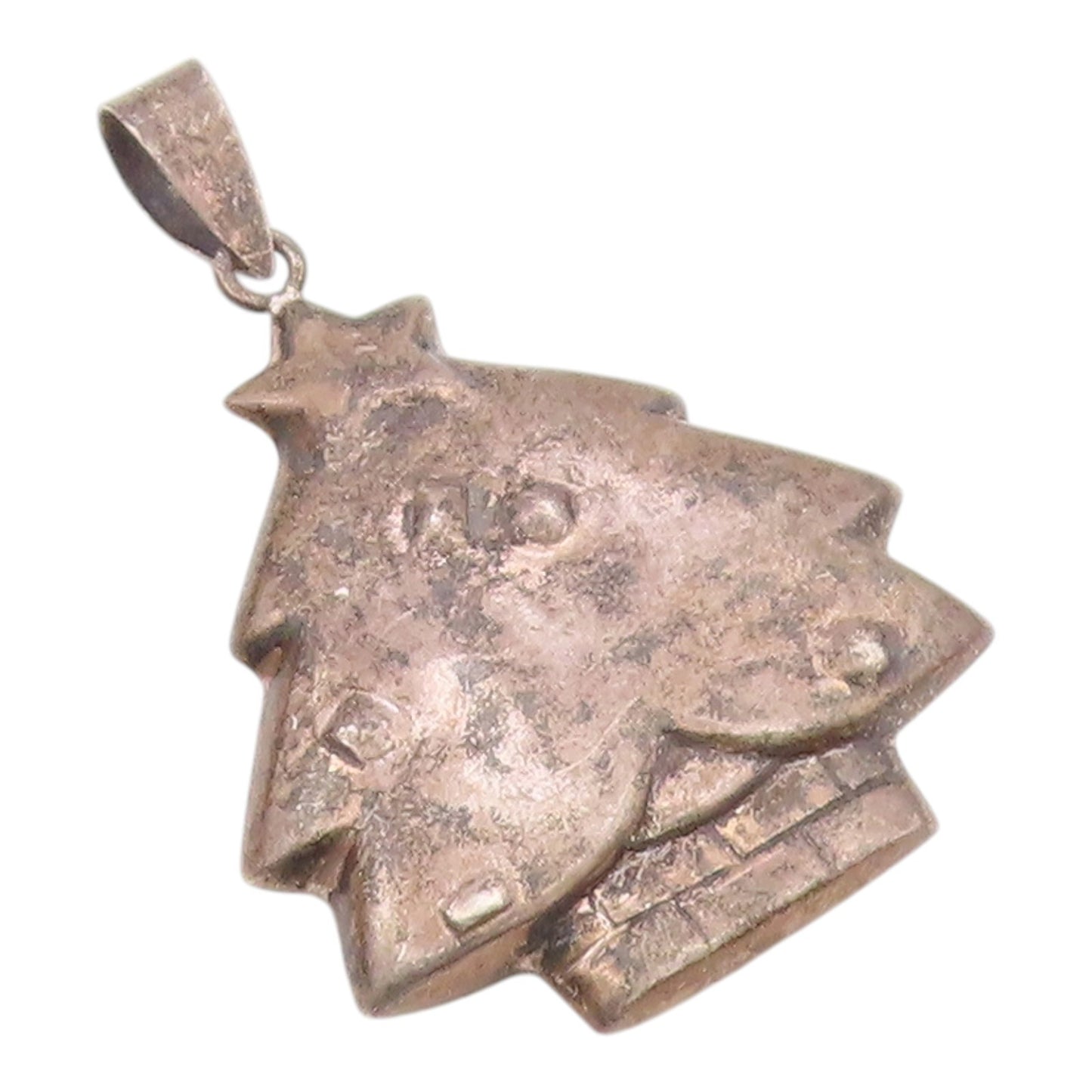 925 Sterling Silver  Vintage Dark Tone Hollow Christmas Tree Pendant  PT6395