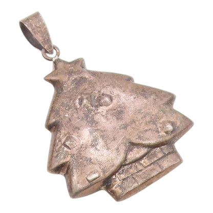 925 Sterling Silver  Vintage Dark Tone Hollow Christmas Tree Pendant  PT6395