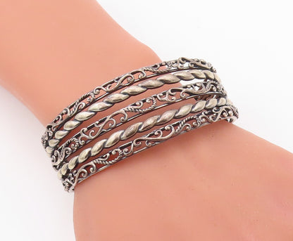 925 Sterling Silver Vintage Bracelet CAROLYN POLLACK Cutout Carved Cuff  BT10816